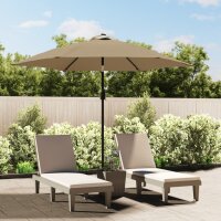 vidaXL Sonnenschirm mit LED-Leuchten und Stahlmast 300 cm Taupe