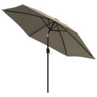 vidaXL Sonnenschirm mit LED-Leuchten und Stahlmast 300 cm Taupe