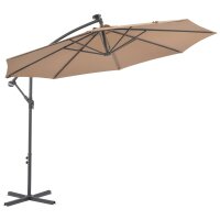 vidaXL Ampelschirm mit LED-Leuchten und Stahlmast 300 cm...