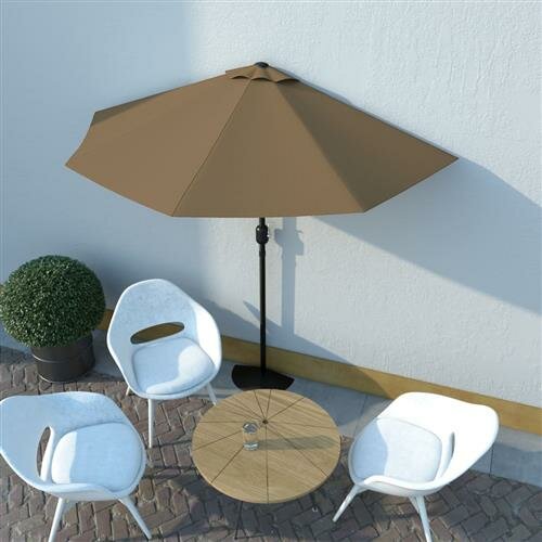 vidaXL Balkon-Sonnenschirm mit Alu-Mast Taupe 270x144 cm Halbrund