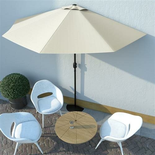 vidaXL Balkon-Sonnenschirm mit Alu-Mast Sandfarben 300x155 cm Halbrund