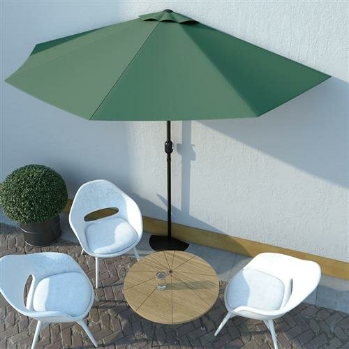 vidaXL Balkon-Sonnenschirm mit Alu-Mast Gr&uuml;n 300x155 cm Halbrund