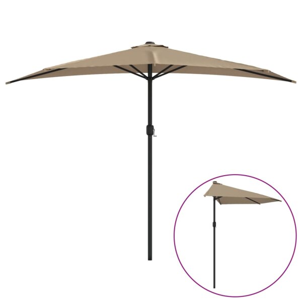 vidaXL Balkon-Sonnenschirm mit Alu-Mast Taupe 300x155 cm Halbrund