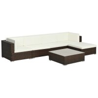 vidaXL 6-tlg. Garten-Lounge-Set mit Auflagen Poly Rattan...