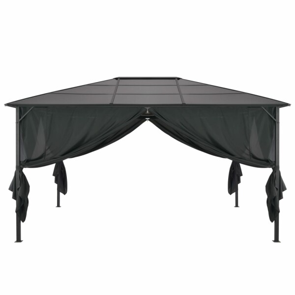 vidaXL Gartenpavillon mit Vorhang Aluminium 4&times;3&times;2,6 m  Schwarz