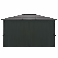 vidaXL Gartenpavillon mit Vorhang Aluminium 4&times;3&times;2,6 m  Schwarz