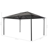 vidaXL Gartenpavillon mit Dach Aluminium 4×3×2,6 m Schwarz