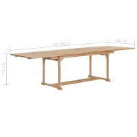 vidaXL Ausziehbarer Gartentisch 180-280x100x75 cm Massivholz Teak