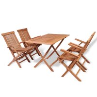 vidaXL 5-tlg. Garten-Essgruppe Teak Massivholz