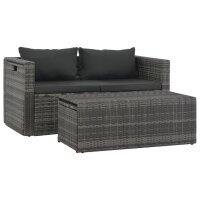 vidaXL 6-tlg. Garten-Lounge-Set mit Polstern Poly Rattan Grau