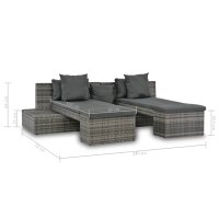 vidaXL 4-tlg. Garten-Sofagarnitur mit Kissen Grau Poly Rattan