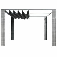 vidaXL Pavillon mit Dach Poly Rattan 300x300x200 cm Grau...