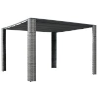 vidaXL Pavillon mit Dach Poly Rattan 300x300x200 cm Grau...