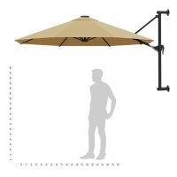 vidaXL Sonnenschirm Wandmontage mit Metallmast 300 cm Taupe