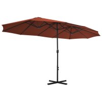 vidaXL Sonnenschirm mit Aluminium-Mast 460x270 cm Terracotta-Rot