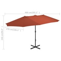 vidaXL Sonnenschirm mit Aluminium-Mast 460x270 cm Terracotta-Rot