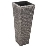 vidaXL Garten-Hochbeet 3-tlg. Poly Rattan Grau