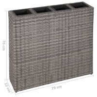 vidaXL Garten-Hochbeet mit 4 T&ouml;pfen Poly Rattan Grau