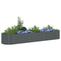 vidaXL Garten-Hochbeet 320x80x44 cm Verzinkter Stahl Grau