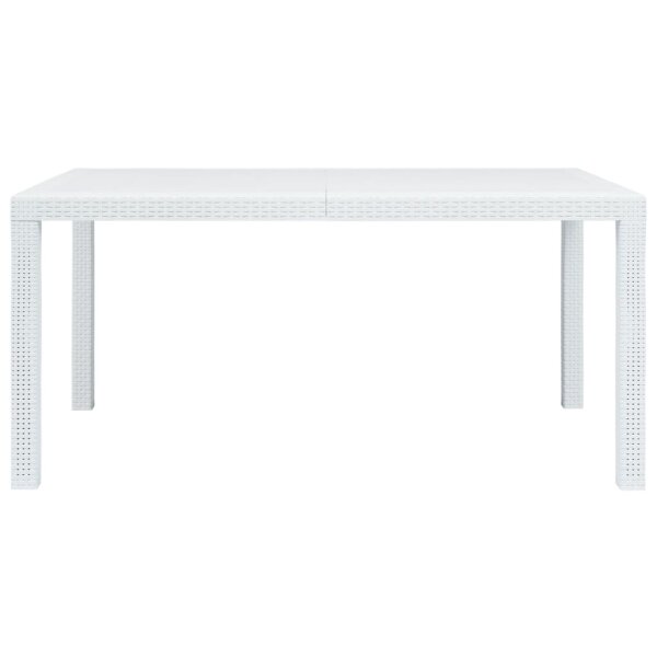 vidaXL Gartentisch Wei&szlig; 150 x 90 x 72 cm Kunststoff Rattan-Optik