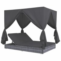 vidaXL Outdoor-Lounge-Bett mit Vorhängen Poly Rattan...
