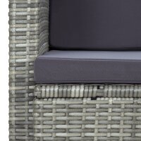 vidaXL 2-Sitzer-Gartensofa mit Auflagen Grau Poly Rattan