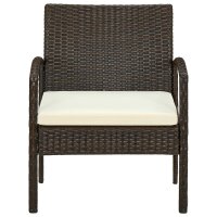 vidaXL Gartenstuhl mit Kissen Poly Rattan Braun