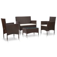 vidaXL 4-tlg. Garten-Lounge-Set mit Auflagen Poly Rattan...