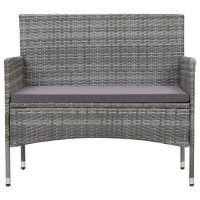 vidaXL 4-tlg. Garten-Lounge-Set mit Auflagen Poly Rattan Grau