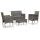 vidaXL 4-tlg. Garten-Lounge-Set mit Auflagen Poly Rattan Grau