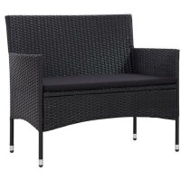 vidaXL 4-tlg. Garten-Lounge-Set mit Auflagen Poly Rattan Schwarz