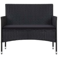 vidaXL 4-tlg. Garten-Lounge-Set mit Auflagen Poly Rattan Schwarz