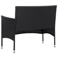 vidaXL 4-tlg. Garten-Lounge-Set mit Auflagen Poly Rattan Schwarz