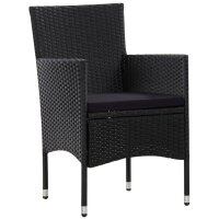 vidaXL 4-tlg. Garten-Lounge-Set mit Auflagen Poly Rattan Schwarz