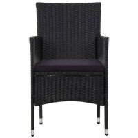 vidaXL 4-tlg. Garten-Lounge-Set mit Auflagen Poly Rattan Schwarz