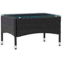 vidaXL 4-tlg. Garten-Lounge-Set mit Auflagen Poly Rattan Schwarz