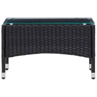 vidaXL 4-tlg. Garten-Lounge-Set mit Auflagen Poly Rattan Schwarz