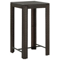 vidaXL Garten-Bartisch Braun 60,5x60,5x110,5 cm Poly Rattan