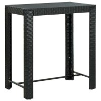 vidaXL Garten-Bartisch Schwarz 100x60,5x110,5 cm Poly Rattan