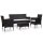 vidaXL 4-tlg. Garten-Lounge-Set mit Auflagen Poly Rattan Schwarz