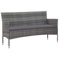 vidaXL 4-tlg. Garten-Lounge-Set mit Auflagen Poly Rattan Grau