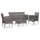 vidaXL 4-tlg. Garten-Lounge-Set mit Auflagen Poly Rattan Grau