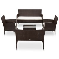 vidaXL 5-tlg. Garten-Lounge-Set mit Auflagen Poly Rattan Braun