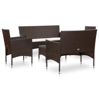 vidaXL 5-tlg. Garten-Lounge-Set mit Auflagen Poly Rattan Braun