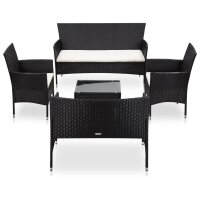 vidaXL 5-tlg. Garten-Lounge-Set mit Auflagen Poly Rattan...