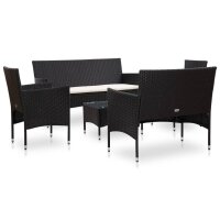 vidaXL 5-tlg. Garten-Lounge-Set mit Auflagen Poly Rattan Schwarz