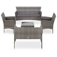 vidaXL 5-tlg. Garten-Lounge-Set mit Auflagen Poly Rattan...