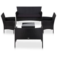 vidaXL 5-tlg. Garten-Lounge-Set mit Auflagen Poly Rattan...