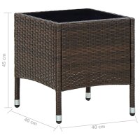 vidaXL Gartentisch Braun 40x40x45 cm Poly Rattan