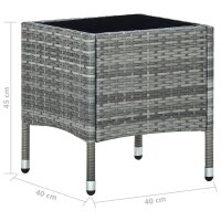 vidaXL Gartentisch Grau 40x40x45 cm Poly Rattan